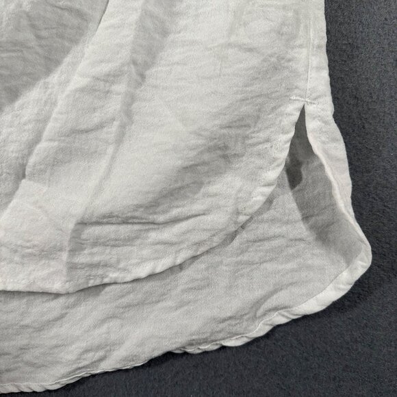 John Mark Womens M White Crinkle Cap Sleeve Button Front Lightweight Shirt Top - Picture 7 of 10